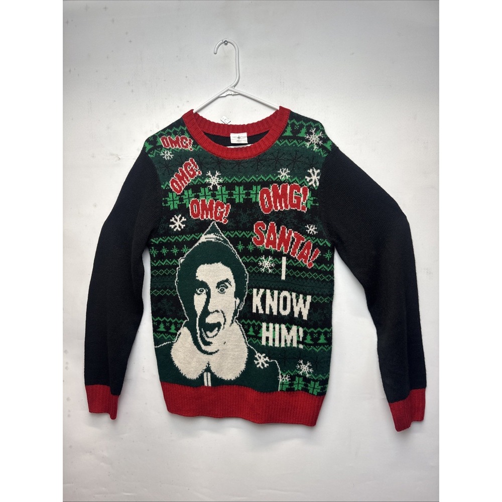 Buddy The Elf Men's Black Christmas Sweater‎ Size M, (38-40).